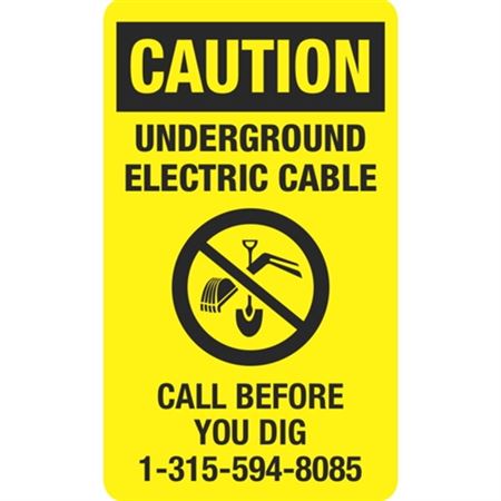 Caution Underground Electric Cable - 3 1/2 x 6